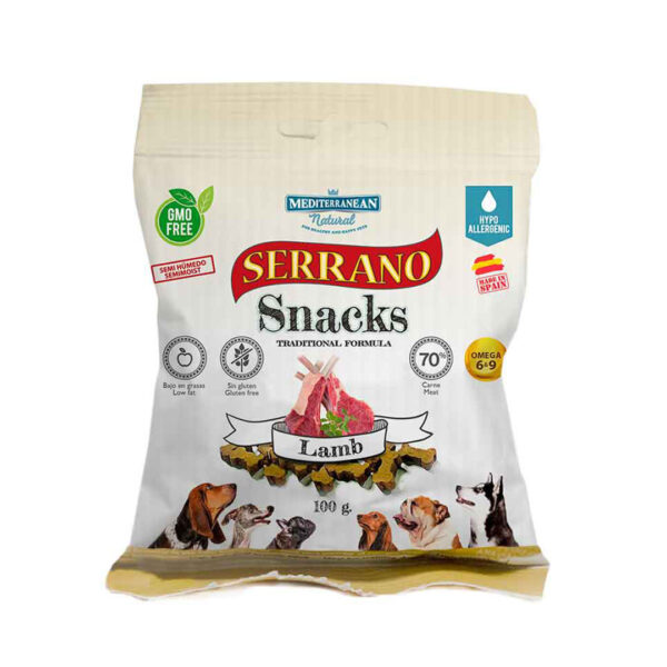 Serrano Snacks de Mediterranean Natural Perro Foie Corderoo