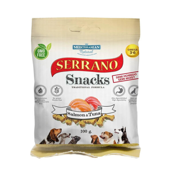 Serrano Snacks de Mediterranean Natural Perro Salmón